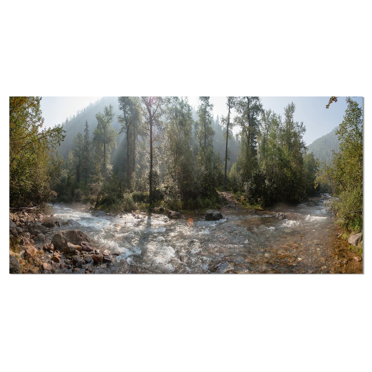 Designart - Mountain River Panorama - Landscape Canvas Art Print